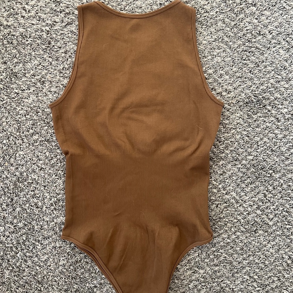 OQQ Ribbed Tank One-Piece Bodysuit in Brown XL - Picture 6 of 6